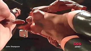 Redhead slut in latex boots